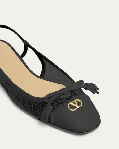Valentino Garavani 25mm VLogo Signature Valet Mesh and Leather Ballerina Flats | Thumbnail 5 Valentino Garavani 25mm VLogo Signature Valet Mesh and Leather Ballerina Flats | Thumbnail 5