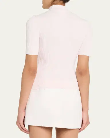Courrèges Mock-Neck Short-Sleeve Rib Pullover | Thumbnail 7