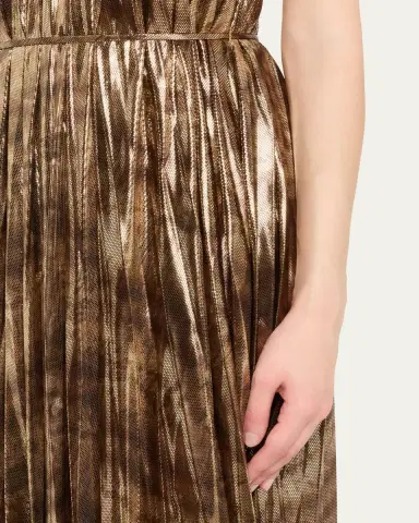 Halston Maxine Pleated Metallic Jersey Halter Gown | Thumbnail 5 Halston Maxine Pleated Metallic Jersey Halter Gown | Thumbnail 5