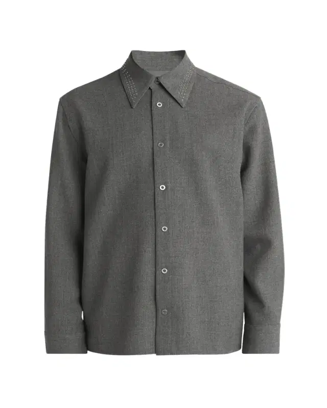 Men's Studded-Collar Wool Button-Down Shirt