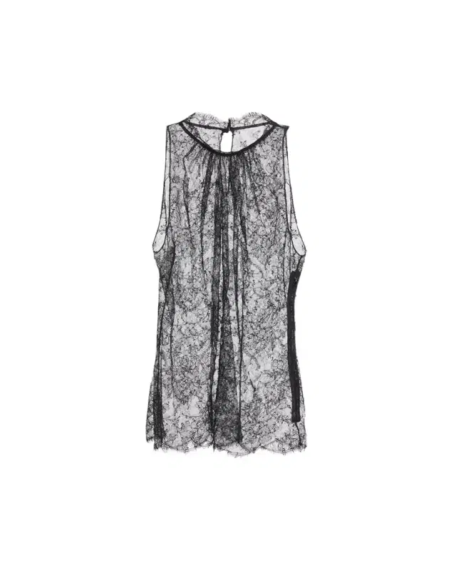 McQueen Scalloped Sheer Floral Lace Halter Top