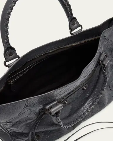 Balenciaga Le City Medium Crinkled Leather Top-Handle Bag | Thumbnail 3 Balenciaga Le City Medium Crinkled Leather Top-Handle Bag | Thumbnail 3