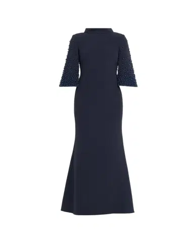 BADGLEY MISCHKA Beaded Funnel-Neck Crepe Trumpet Gown | Thumbnail 1 BADGLEY MISCHKA Beaded Funnel-Neck Crepe Trumpet Gown | Thumbnail 1