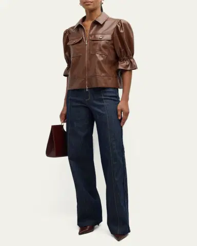 Cinq à Sept Holly Cropped Vegan Leather Jacket | Thumbnail 2 Cinq à Sept Holly Cropped Vegan Leather Jacket | Thumbnail 2