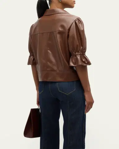 Cinq à Sept Holly Cropped Vegan Leather Jacket | Thumbnail 3 Cinq à Sept Holly Cropped Vegan Leather Jacket | Thumbnail 3