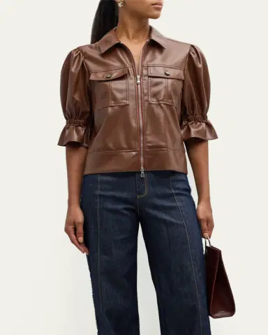Cinq à Sept Holly Cropped Vegan Leather Jacket | Thumbnail 4 Cinq à Sept Holly Cropped Vegan Leather Jacket | Thumbnail 4