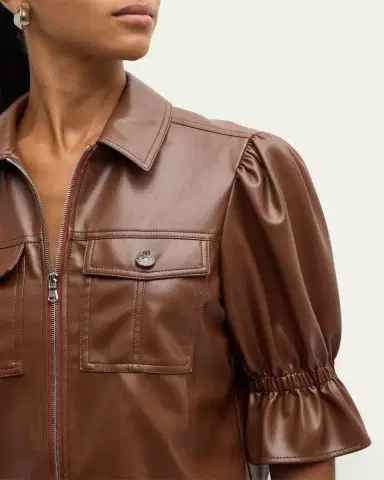 Cinq à Sept Holly Cropped Vegan Leather Jacket | Thumbnail 5 Cinq à Sept Holly Cropped Vegan Leather Jacket | Thumbnail 5