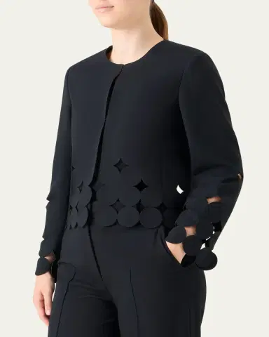 Akris punto Jersey Dropping Dot Cut-Out Jacket | Thumbnail 4 Akris punto Jersey Dropping Dot Cut-Out Jacket | Thumbnail 4