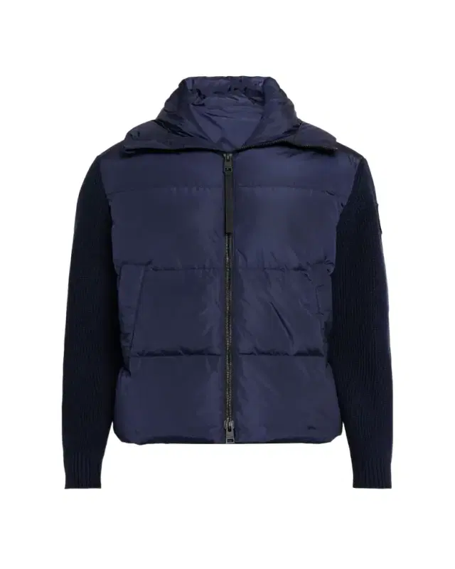 Men's HyBridge Wool-Knit Nylon Down Hooded Jacket