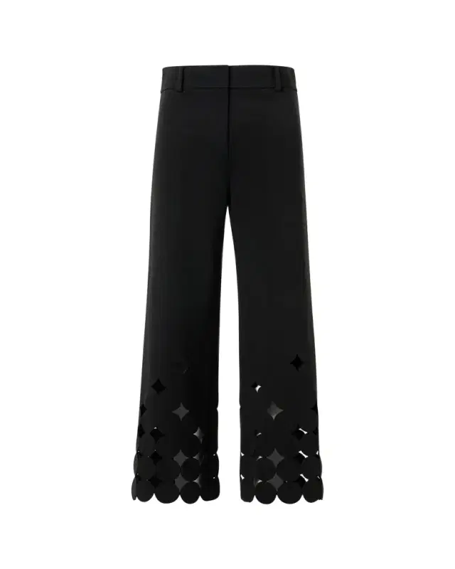 Chieko Dot Cut-Out Straight-Leg Crop Pants