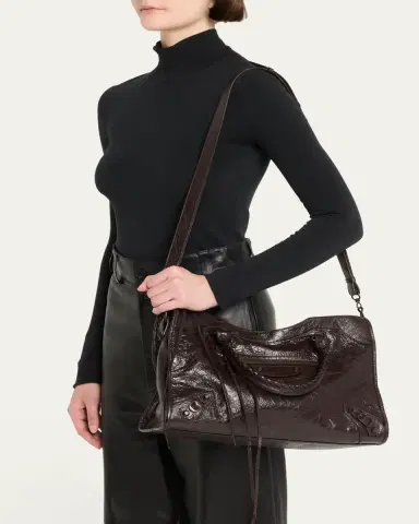 Balenciaga Le City Medium Crinkled Leather Top-Handle Bag | Thumbnail 2 Balenciaga Le City Medium Crinkled Leather Top-Handle Bag | Thumbnail 2