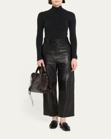 Balenciaga Le City Medium Crinkled Leather Top-Handle Bag | Thumbnail 4 Balenciaga Le City Medium Crinkled Leather Top-Handle Bag | Thumbnail 4