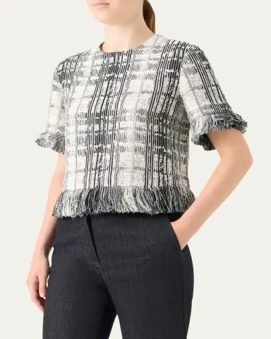 Akris punto Raw Cotton Tweed Boxy Blouse | Thumbnail 4 Akris punto Raw Cotton Tweed Boxy Blouse | Thumbnail 4