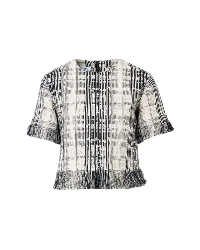 Raw Cotton Tweed Boxy Blouse