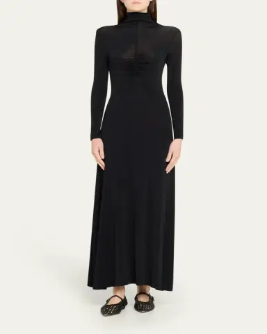 Ulla Johnson Koa Ruched Jersey Turtleneck Maxi Dress | Thumbnail 6