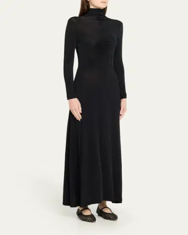 Ulla Johnson Koa Ruched Jersey Turtleneck Maxi Dress | Thumbnail 8