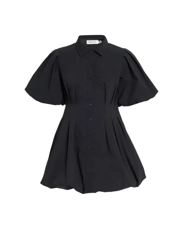 SIMKHAI Cleo Polin Balloon-Sleeve Pleated Mini Dress
