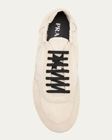 Prada Men's Collapse Nylon and Suede Low-Top Sneakers | Thumbnail 12