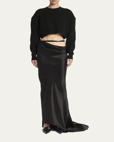 Tom Ford Asymmetric Satin Maxi Skirt With Train | Thumbnail 2