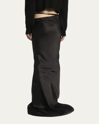 Tom Ford Asymmetric Satin Maxi Skirt With Train | Thumbnail 3
