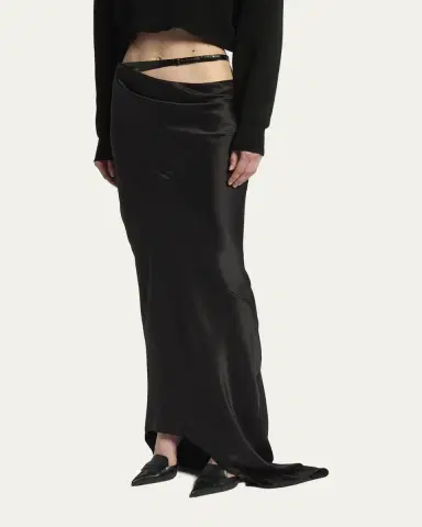 Tom Ford Asymmetric Satin Maxi Skirt With Train | Thumbnail 4