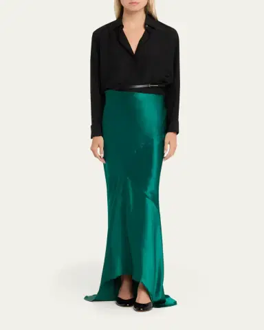 Tom Ford Asymmetric Satin Maxi Skirt With Train | Thumbnail 6