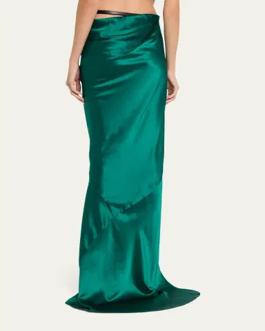 Tom Ford Asymmetric Satin Maxi Skirt With Train | Thumbnail 7