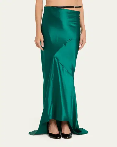 Tom Ford Asymmetric Satin Maxi Skirt With Train | Thumbnail 8