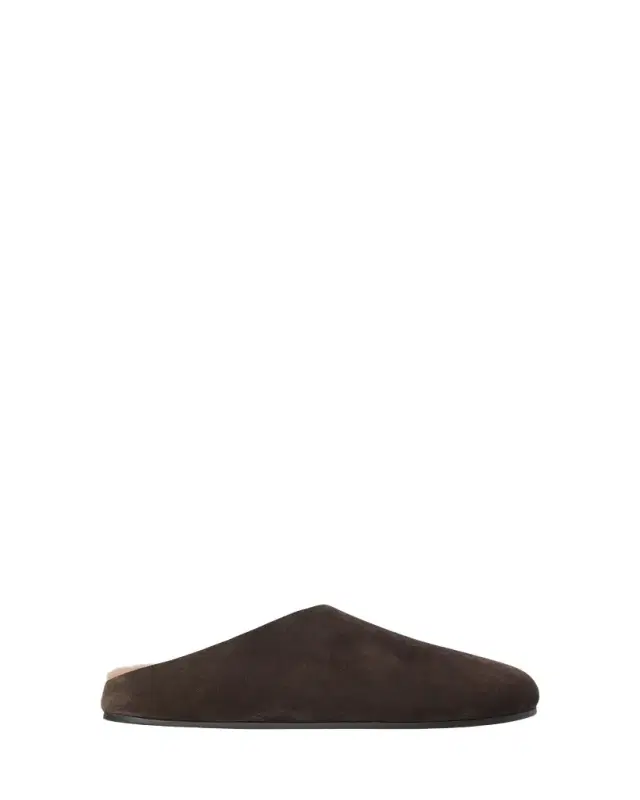 THE ROW Hudson Shearling-Lined Suede Slide Mules