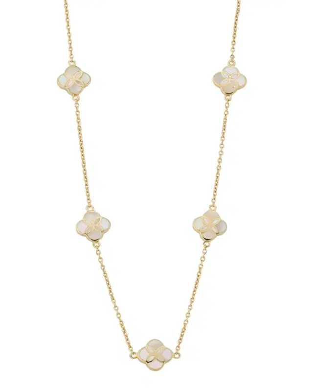 Jan Leslie Five Petal Gemstone Station Necklace