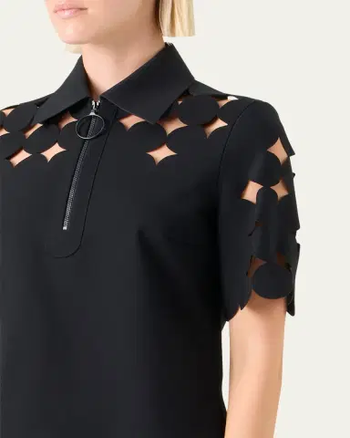 Akris punto Dot Cutout Short-Sleeve Quarter-Zip Shirt | Thumbnail 5 Akris punto Dot Cutout Short-Sleeve Quarter-Zip Shirt | Thumbnail 5
