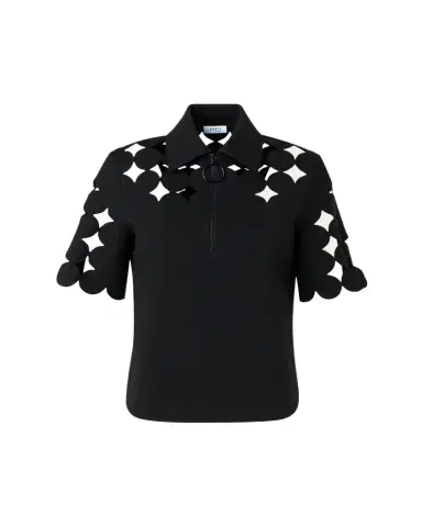 Akris punto Dot Cutout Short-Sleeve Quarter-Zip Shirt | Thumbnail 1 Akris punto Dot Cutout Short-Sleeve Quarter-Zip Shirt | Thumbnail 1