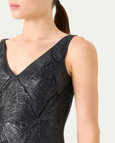 Akris Lacquered Sea Faille Sleeveless Midi Dress | Thumbnail 5 Akris Lacquered Sea Faille Sleeveless Midi Dress | Thumbnail 5