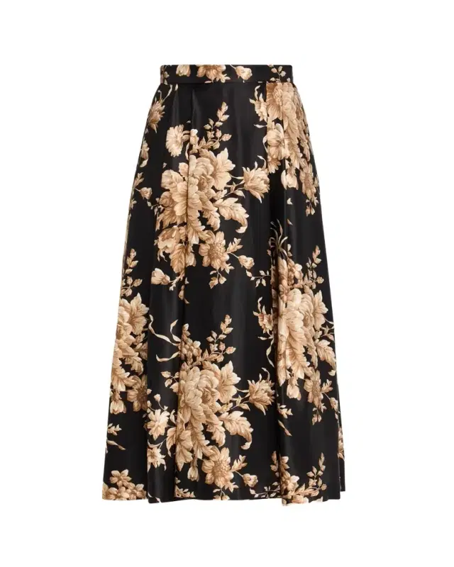 Rose Douchesse Cretonne Midi Skirt
