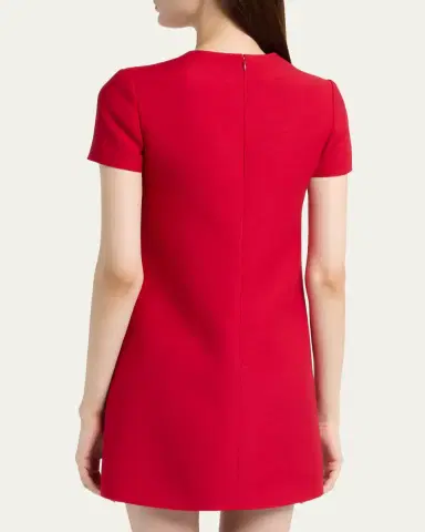 Valentino Garavani V-Logo Pocket Short-Sleeve Crepe Mini Dress | Thumbnail 3 Valentino Garavani V-Logo Pocket Short-Sleeve Crepe Mini Dress | Thumbnail 3