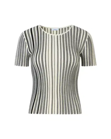 Akris punto Striped Rib Knit Short-Sleeve Sweater | Thumbnail 1