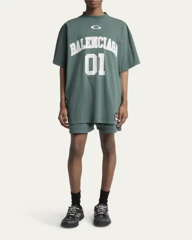 Balenciaga Men's Basketball Logo Oversized Fit T-Shirt | Thumbnail 2