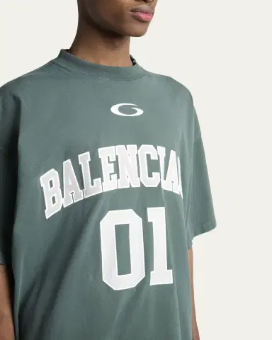 Balenciaga Men's Basketball Logo Oversized Fit T-Shirt | Thumbnail 5
