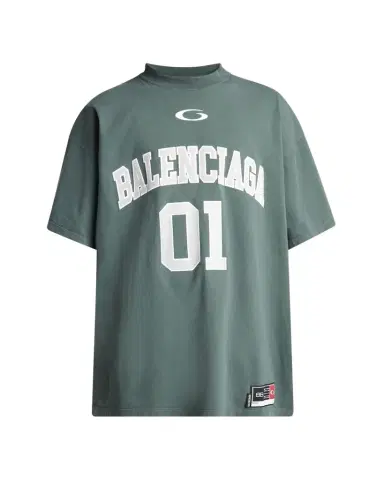 Balenciaga Men's Basketball Logo Oversized Fit T-Shirt | Thumbnail 1
