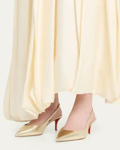 Christian Louboutin 60mm Miss Z Metallic Leather Slingback Pumps | Thumbnail 2