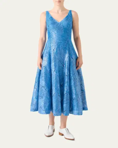 Akris Lacquered Sea Faille Sleeveless Midi Dress | Thumbnail 2 Akris Lacquered Sea Faille Sleeveless Midi Dress | Thumbnail 2