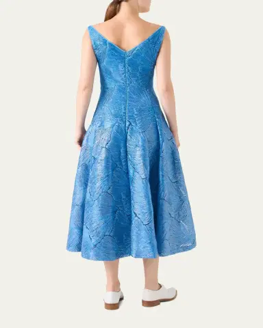 Akris Lacquered Sea Faille Sleeveless Midi Dress | Thumbnail 3 Akris Lacquered Sea Faille Sleeveless Midi Dress | Thumbnail 3