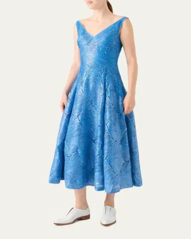 Akris Lacquered Sea Faille Sleeveless Midi Dress | Thumbnail 4 Akris Lacquered Sea Faille Sleeveless Midi Dress | Thumbnail 4