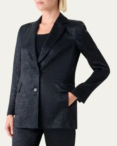 Akris punto Crinkled Satin Single-Breasted Blazer Jacket | Thumbnail 4