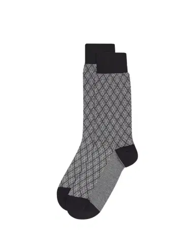 Pantherella Men's Kingsley Diamond Check Jacquard Calf-Length Socks | Thumbnail 1 Pantherella Men's Kingsley Diamond Check Jacquard Calf-Length Socks | Thumbnail 1