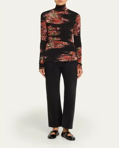 Ganni Floral Print Jersey Turtleneck | Thumbnail 2