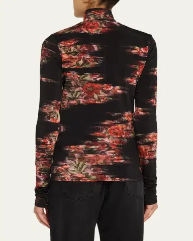 Ganni Floral Print Jersey Turtleneck | Thumbnail 3