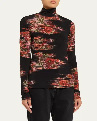 Ganni Floral Print Jersey Turtleneck | Thumbnail 4