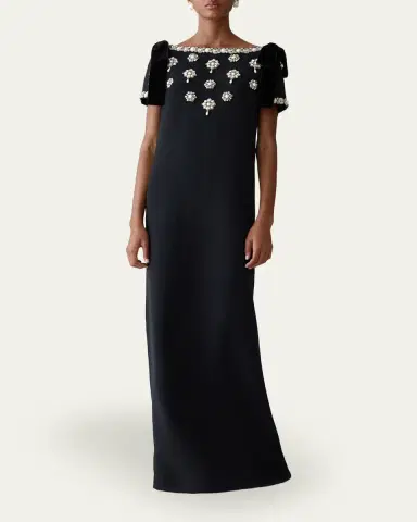 Carolina Herrera Embellished Bow-Shoulder Crepe Gown | Thumbnail 2 Carolina Herrera Embellished Bow-Shoulder Crepe Gown | Thumbnail 2
