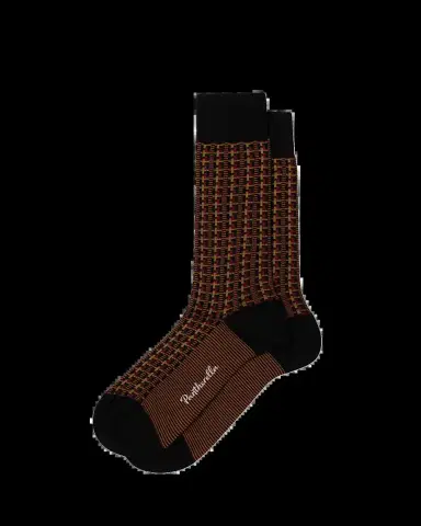 Pantherella Men's Randolph Vertical Box Jacquard Crew Socks | Thumbnail 2